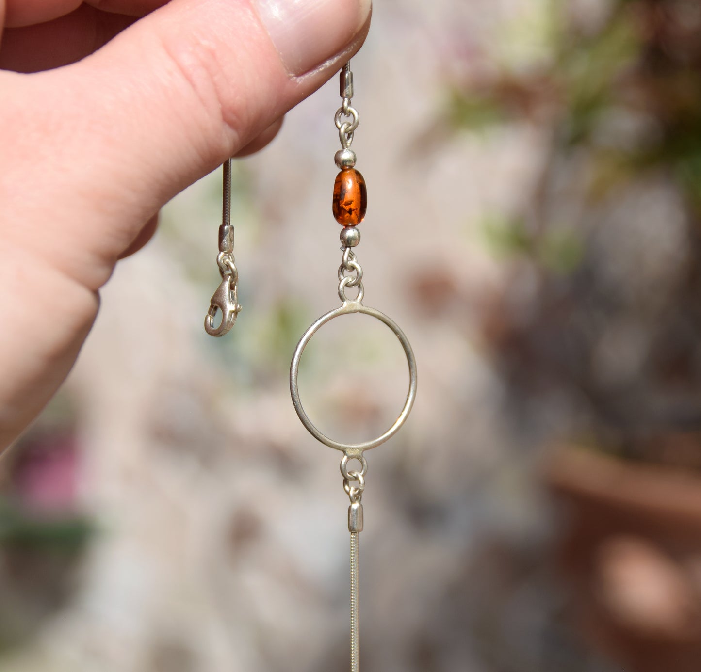 Delicato bracciale in Ambra naturale color cognac e Argento 925, MJ Baltica, BB020