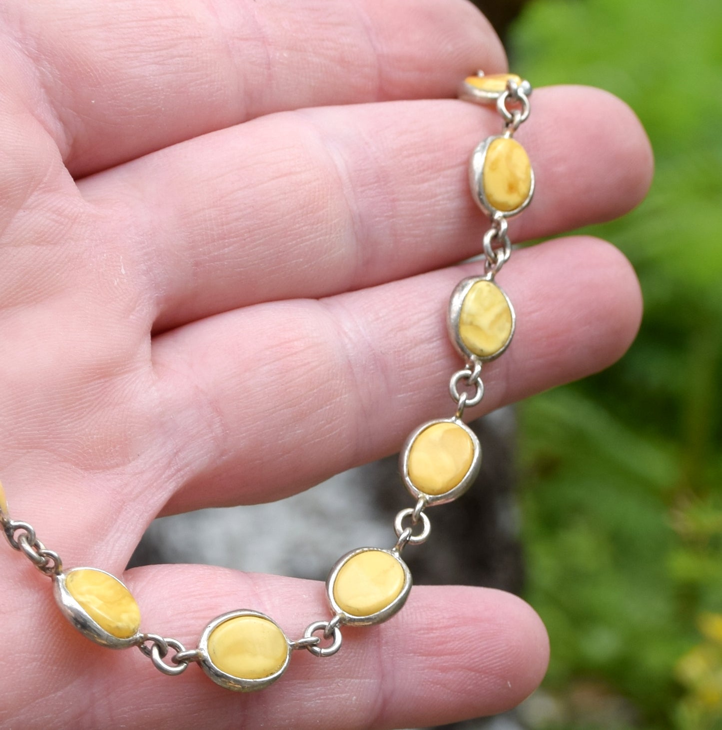Elegant minimalist bracelet in Imperial natural Amber and 925 Silver, MJ Baltica, BB100