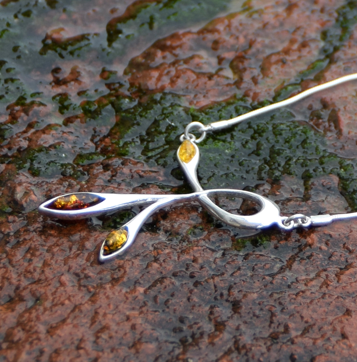 MJ Baltica, collana Ambra naturale Argento 925 artigianale BKo003