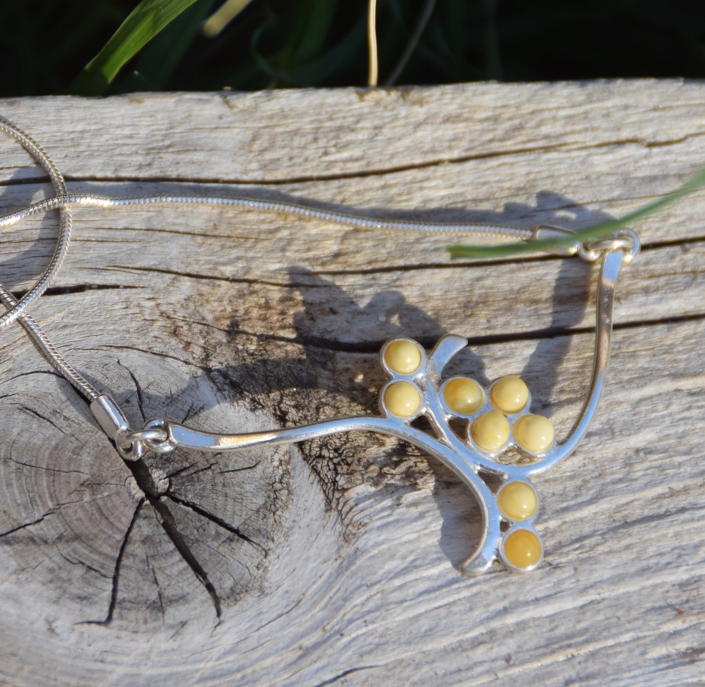 MJ Baltica, necklace, choker, natural Baltic amber, 925 silver, clusters, multicolored, elegant, BKo041