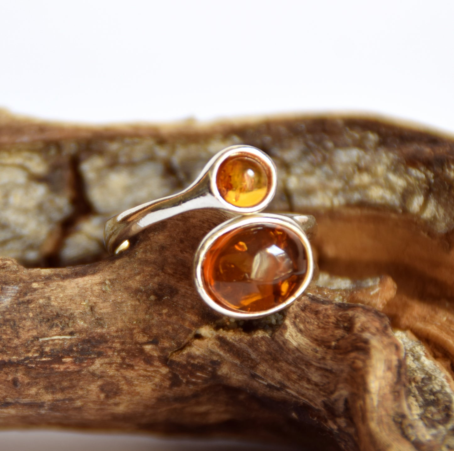 Anello regolabile con Ambra naturale Baltica e Argento 925, MJ Baltica, BP057