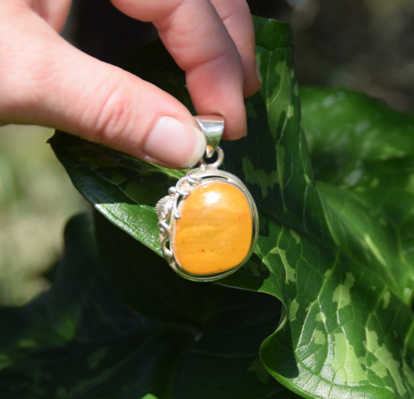 MJ Baltica, ciondolo, Ambra naturale Baltica, Argento 925, Ambra Imperiale, unico, grande, BW091