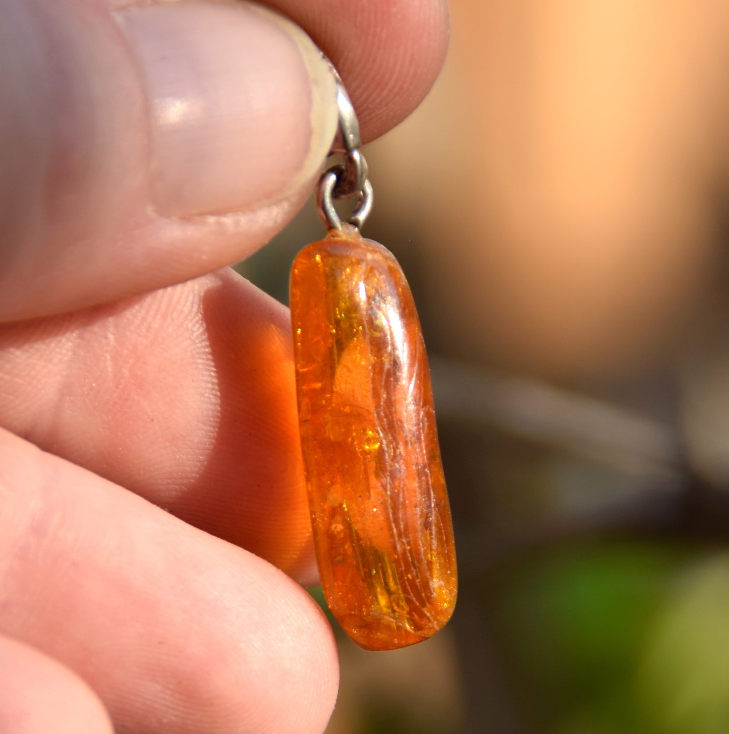 Pendant with Natural Baltic Amber Gemstone with Fossil Inclusions, MJ Baltica, BW307