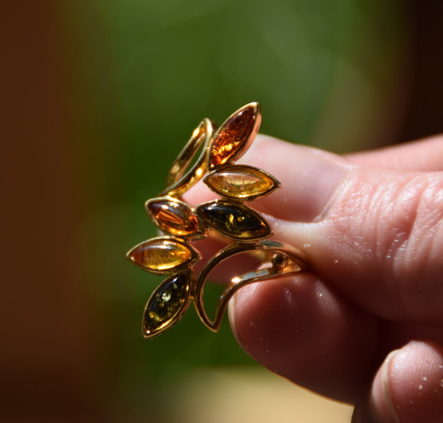 MJ Baltica, anello, Ambra naturale Baltica, Argento, placcato in Oro 18k, tonalità miste BZP001