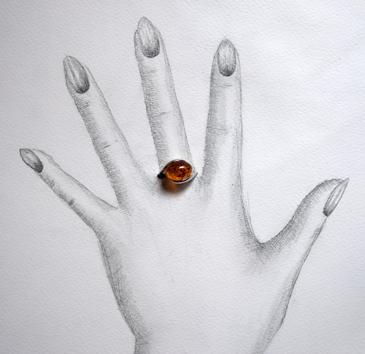 MJ Baltica, anello, Ambra naturale Baltica, Argento 925, artigianale, fascia, luminoso BP013