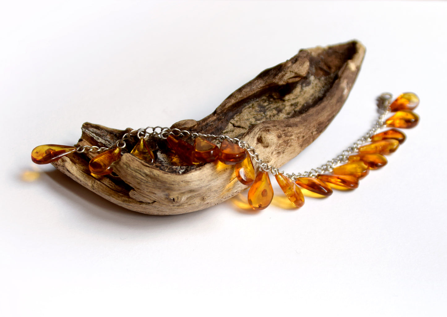 MJ Baltica, bracelet, natural Baltic amber, 925 silver, cascade of drops BB006