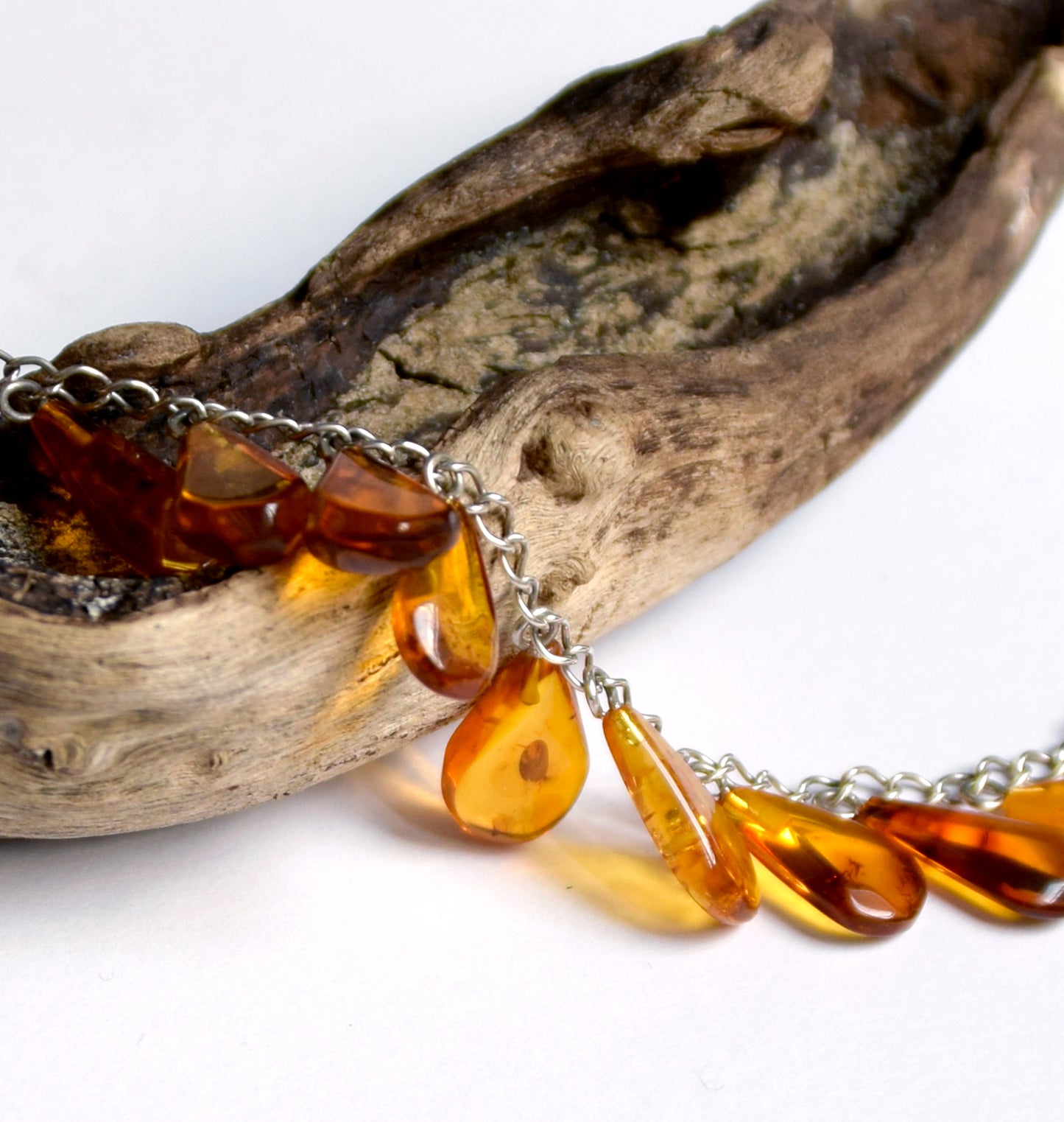 MJ Baltica, bracelet, natural Baltic amber, 925 silver, cascade of drops BB006