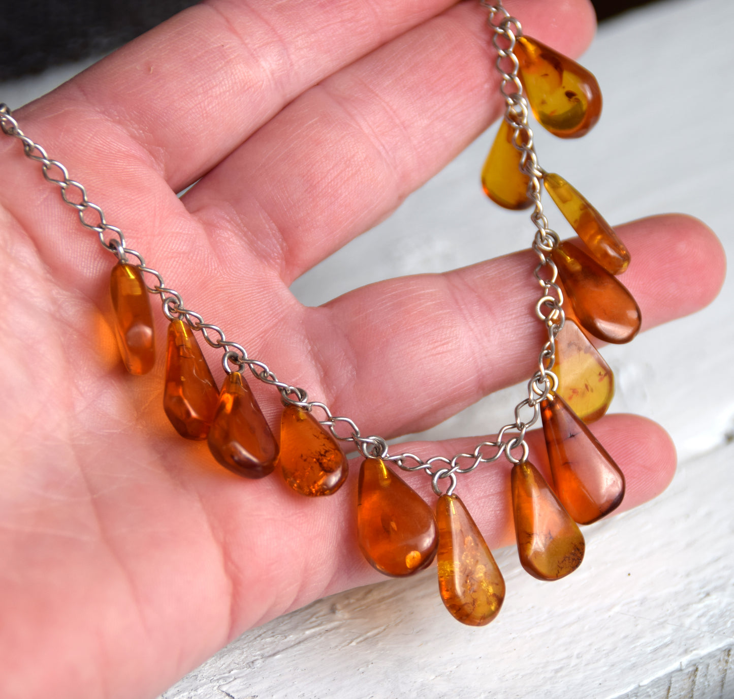 MJ Baltica, bracelet, natural Baltic amber, 925 silver, cascade of drops BB006