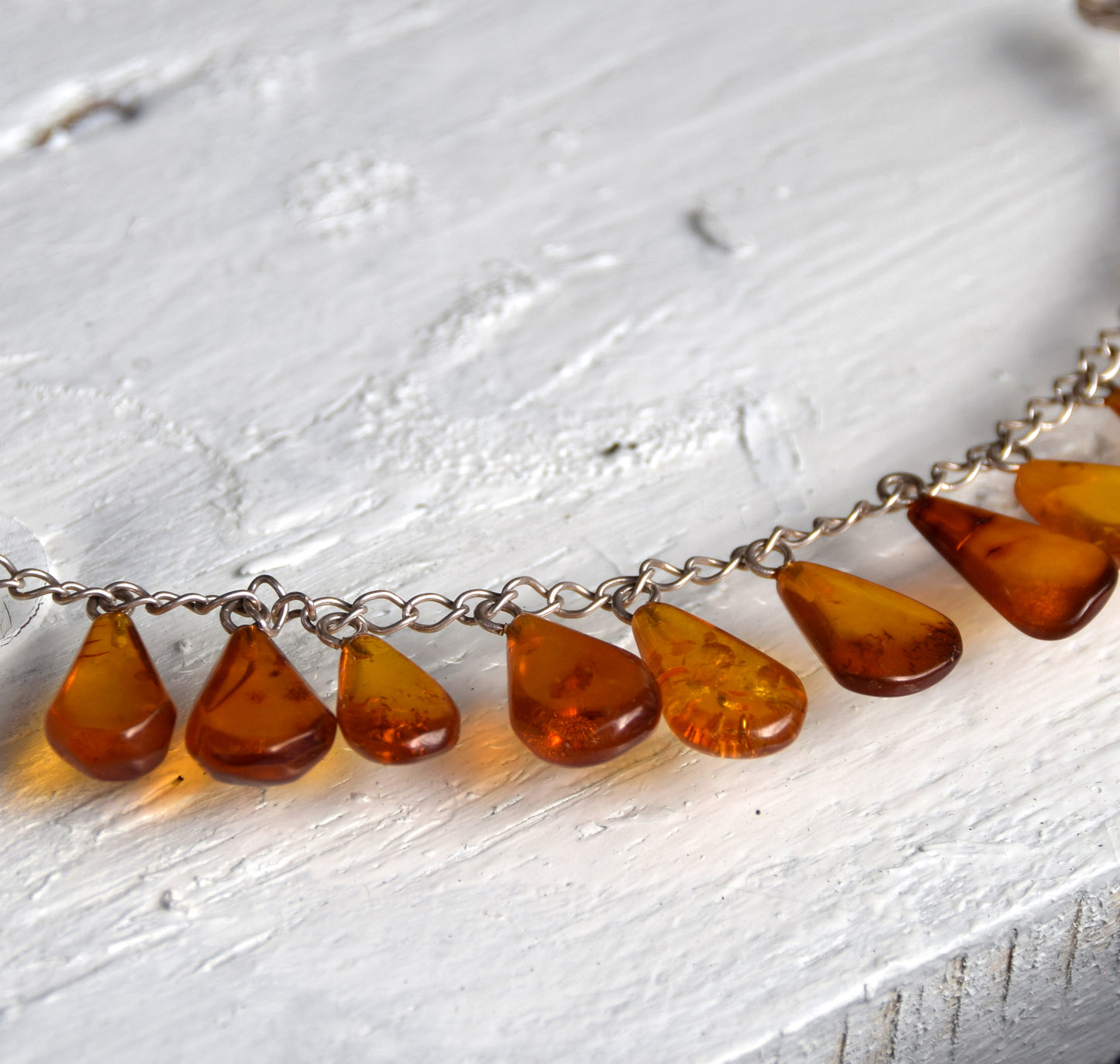 MJ Baltica, bracelet, natural Baltic amber, 925 silver, cascade of drops BB006