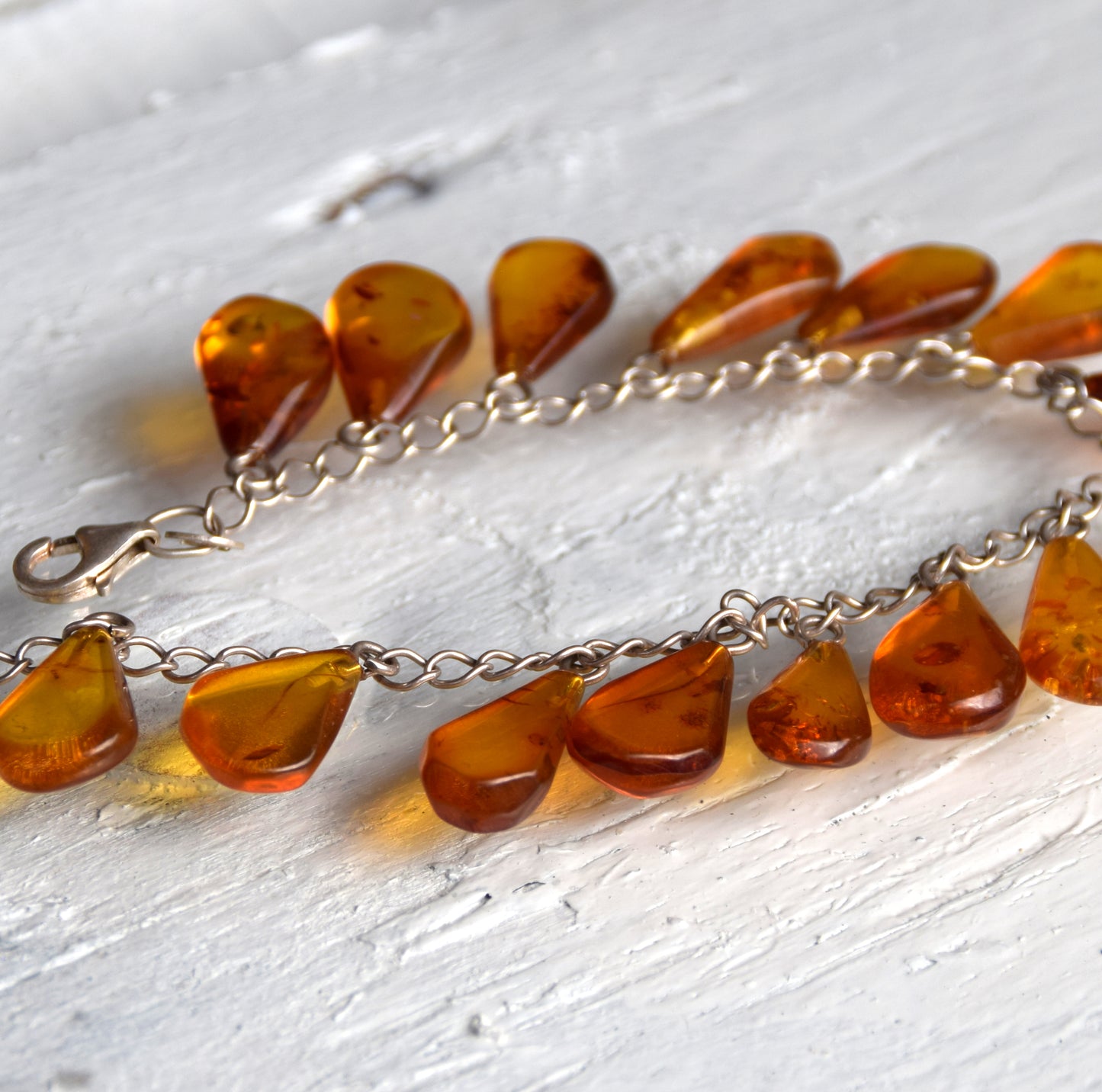 MJ Baltica, bracelet, natural Baltic amber, 925 silver, cascade of drops BB006