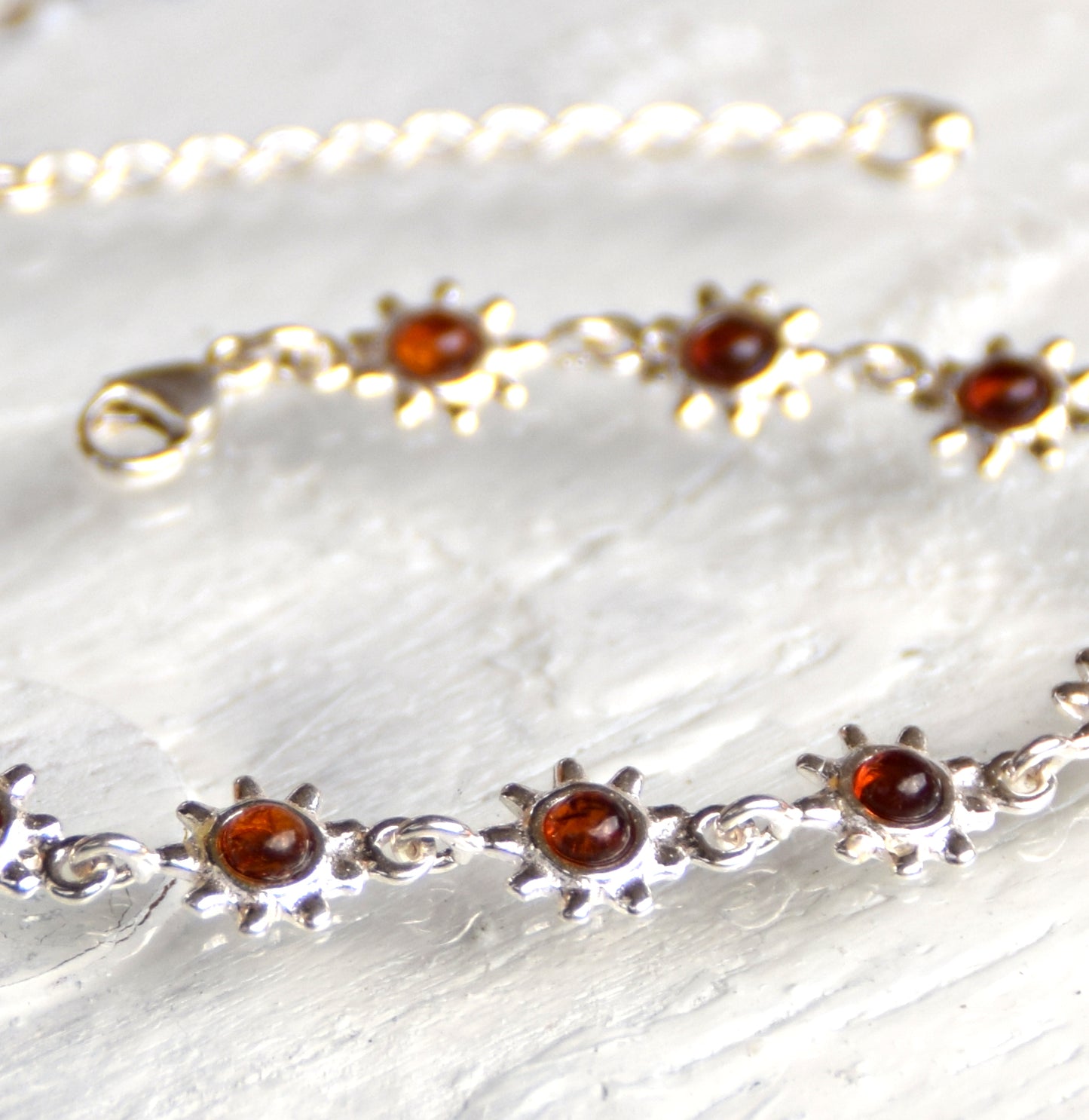 MJ Baltica, bracelet, natural amber 925 silver, delicate, flowers BB013