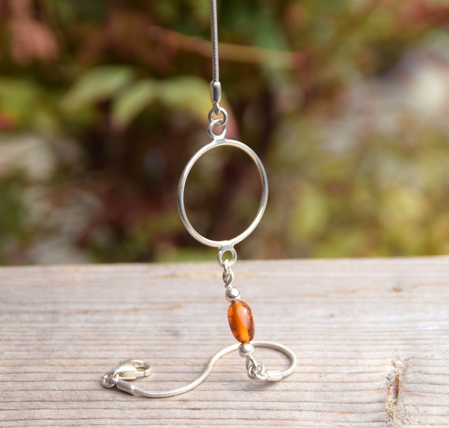 Delicato bracciale in Ambra naturale color cognac e Argento 925, MJ Baltica, BB020