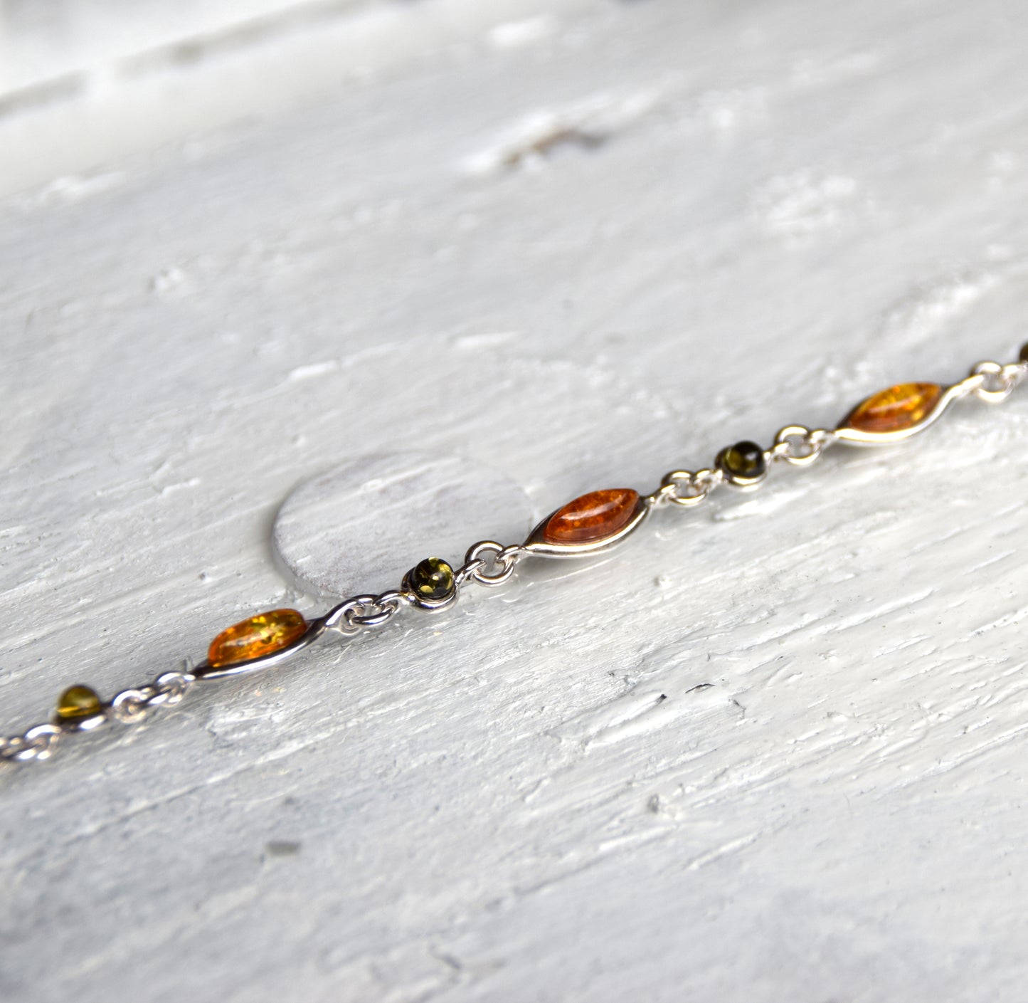 MJ Baltica, bracelet, natural Baltic amber, 925 silver, multi color, elegant, handcrafted, BB024