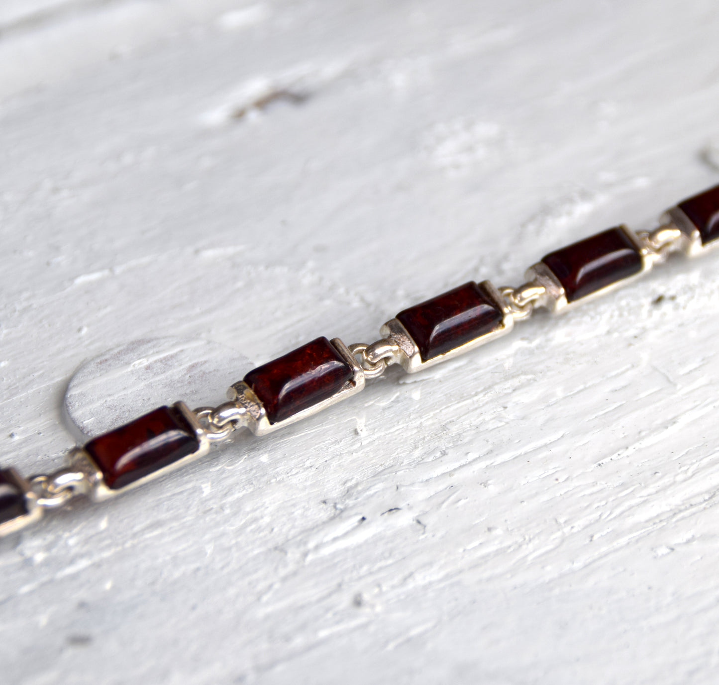 MJ Baltica, bracelet, natural Baltic amber, 925 silver, black cherry amber, strong, massive, large, unisex, BB025