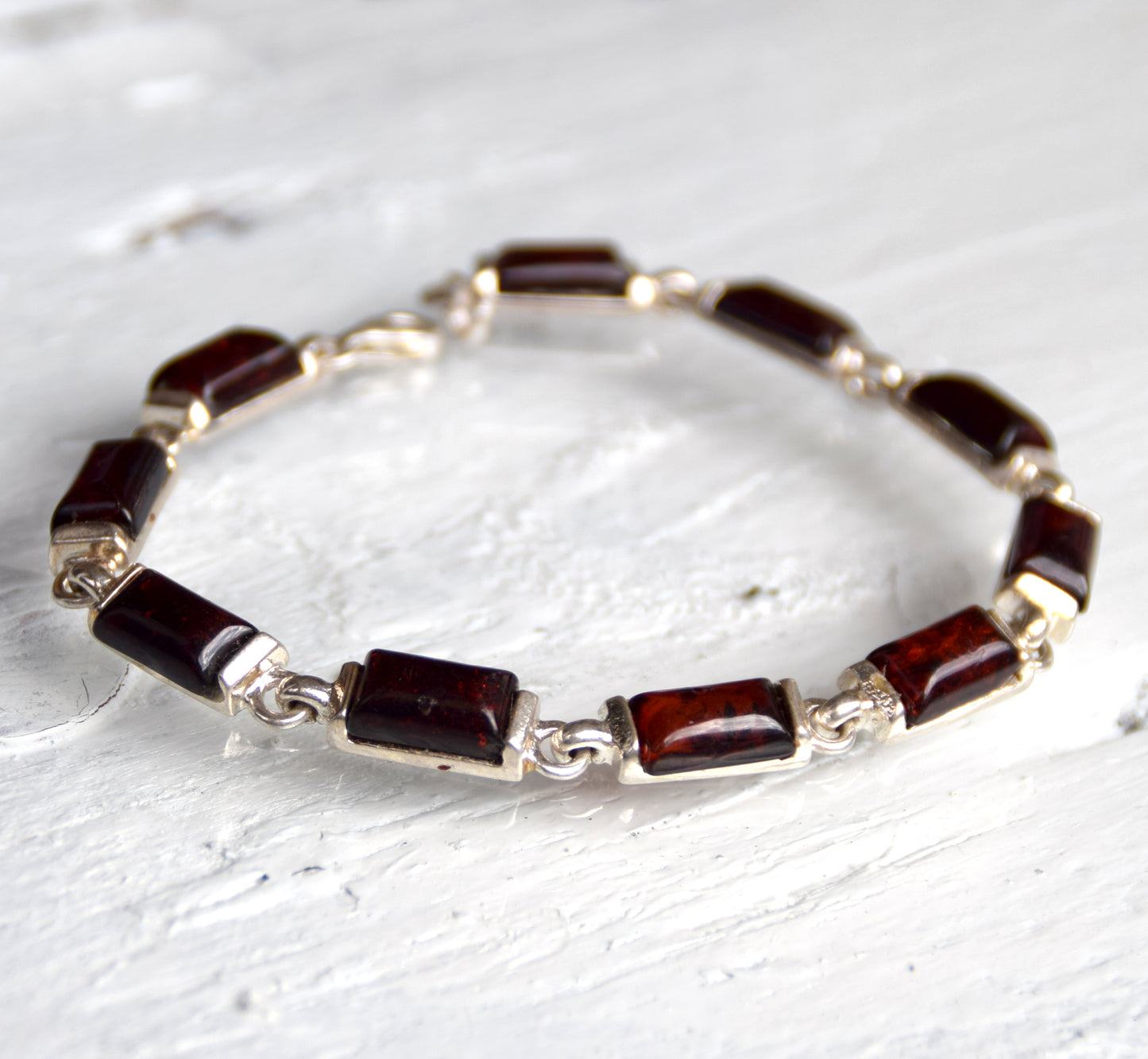 MJ Baltica, bracelet, natural Baltic amber, 925 silver, black cherry amber, strong, massive, large, unisex, BB025