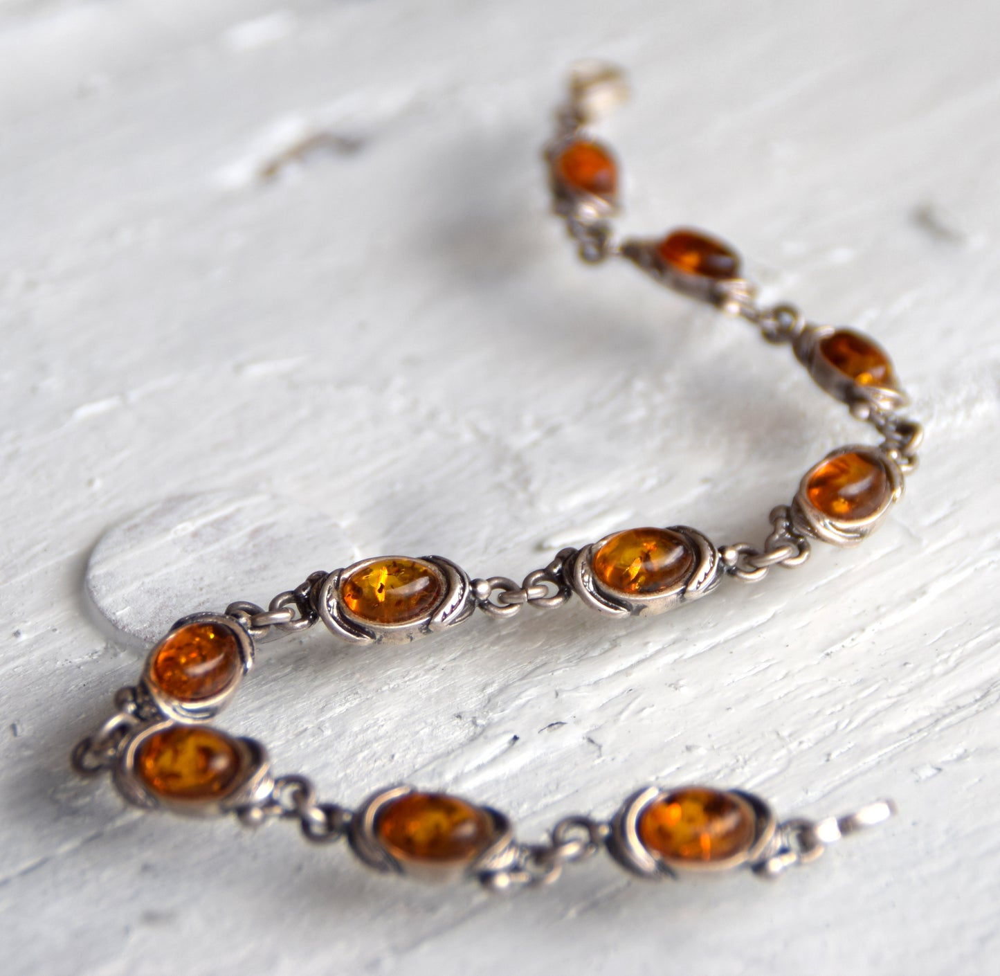 MJ Baltica, bracelet, natural Baltic amber, 925 silver, vintage, large, unique, handcrafted, BB027