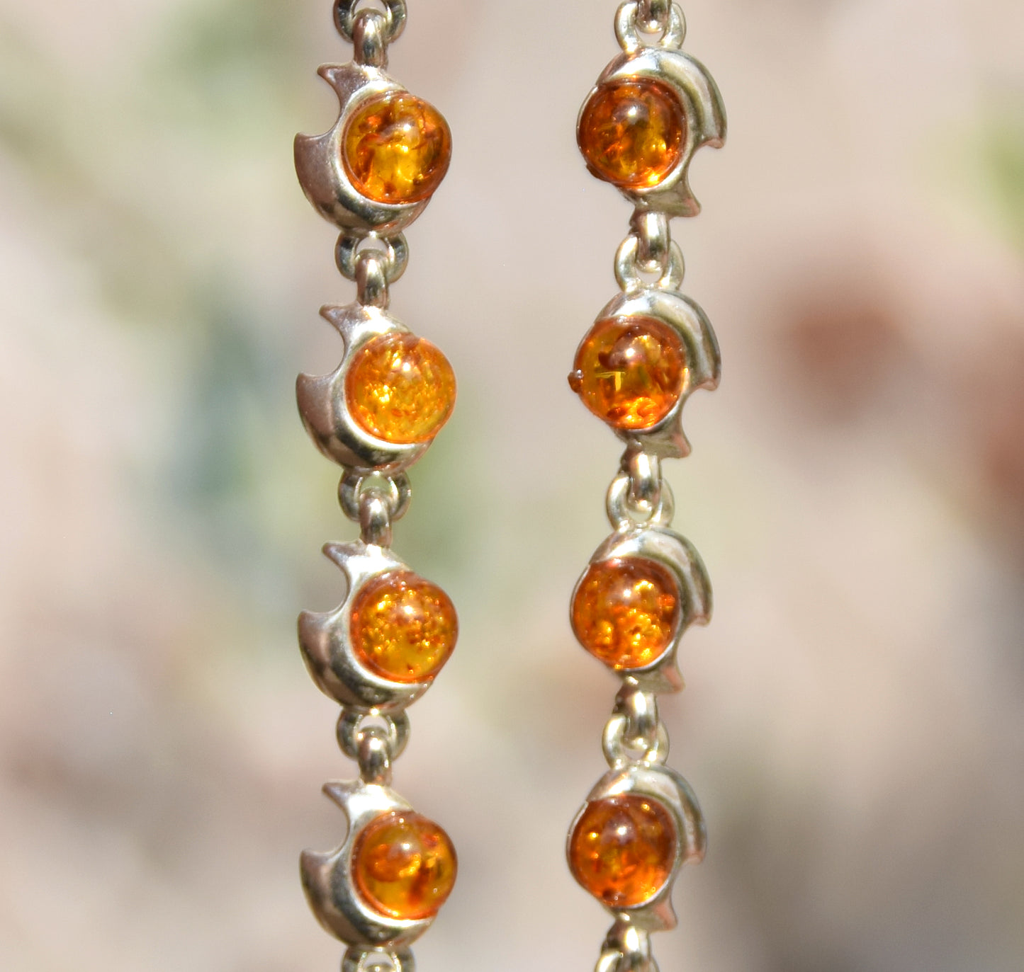 Intense bracelet made with natural cognac-colored Amber and 925 Silver, MJ Baltica, BB037