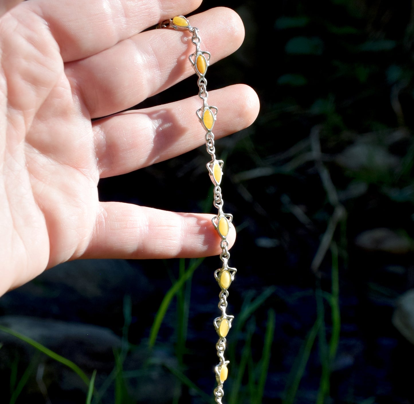 MJ Baltica, bracelet, natural Baltic amber, 925 silver, luminous, elegant, handcrafted, imperial amber, BB046