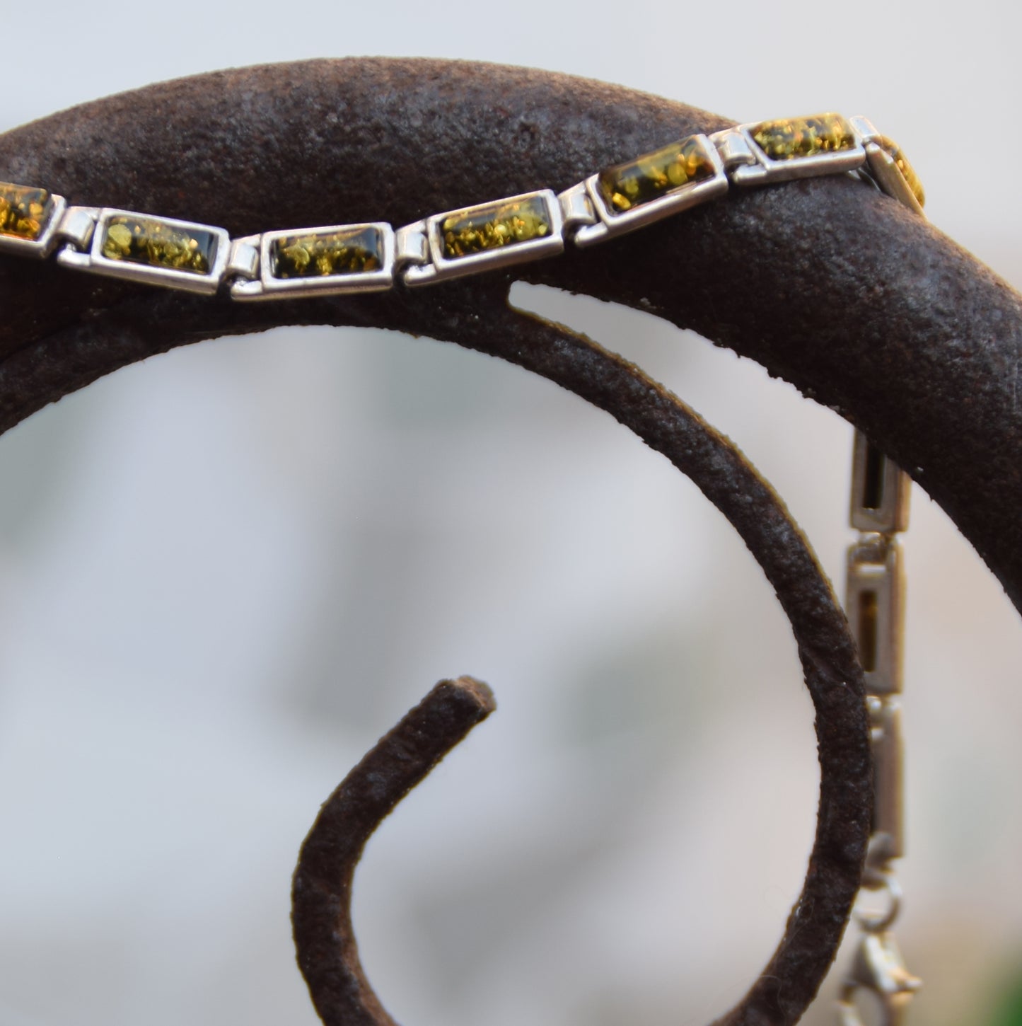 Linear bracelet in an essential style created with natural Baltic Amber, 925 Silver, MJ Baltica, BB049
