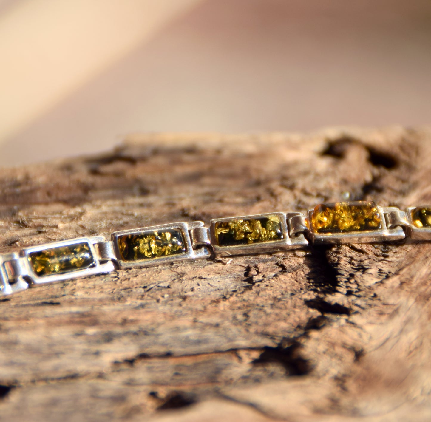 Linear bracelet in an essential style created with natural Baltic Amber, 925 Silver, MJ Baltica, BB049