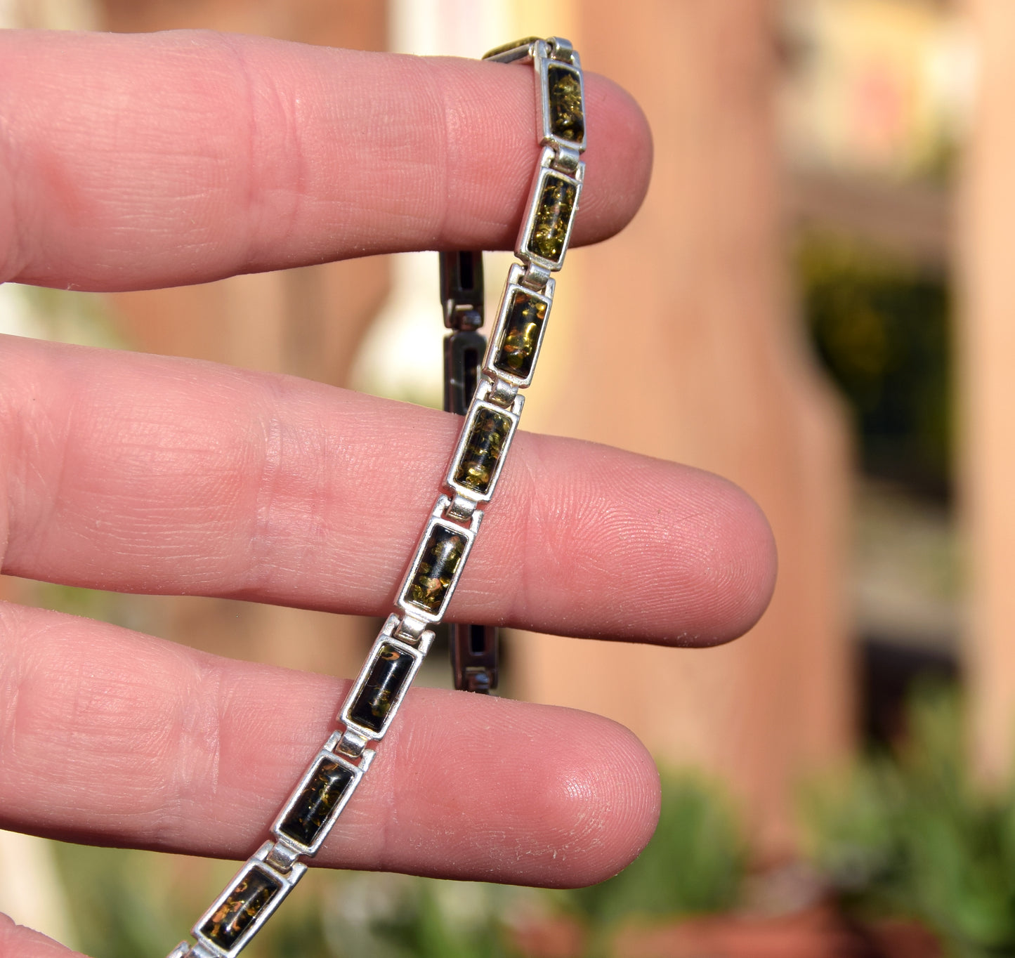 Linear bracelet in an essential style created with natural Baltic Amber, 925 Silver, MJ Baltica, BB049