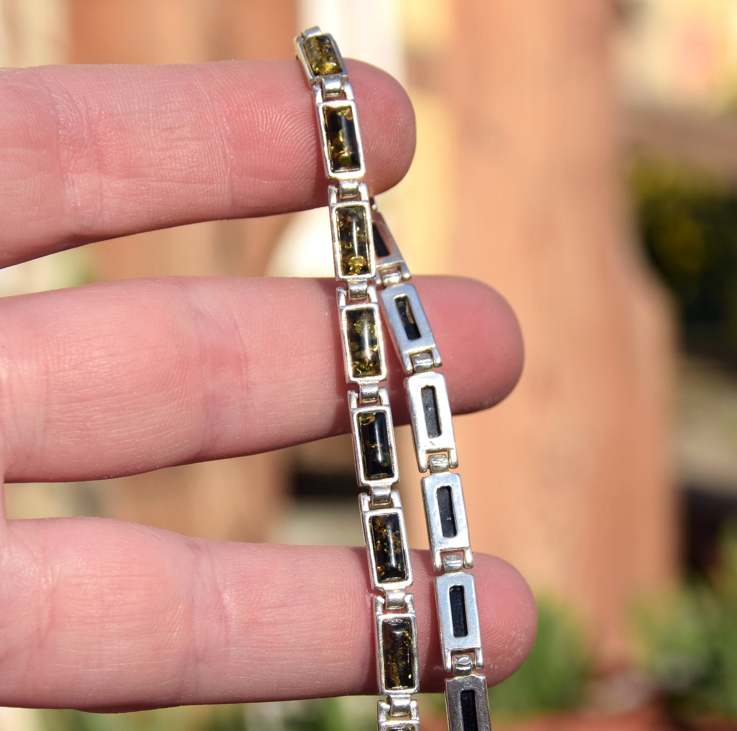 Linear bracelet in an essential style created with natural Baltic Amber, 925 Silver, MJ Baltica, BB049