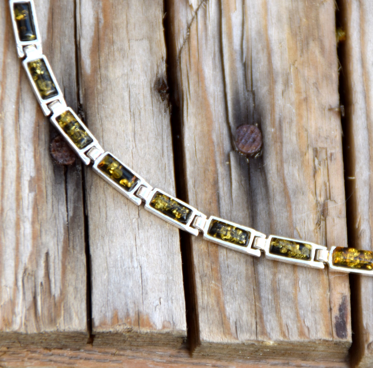Linear bracelet in an essential style created with natural Baltic Amber, 925 Silver, MJ Baltica, BB049