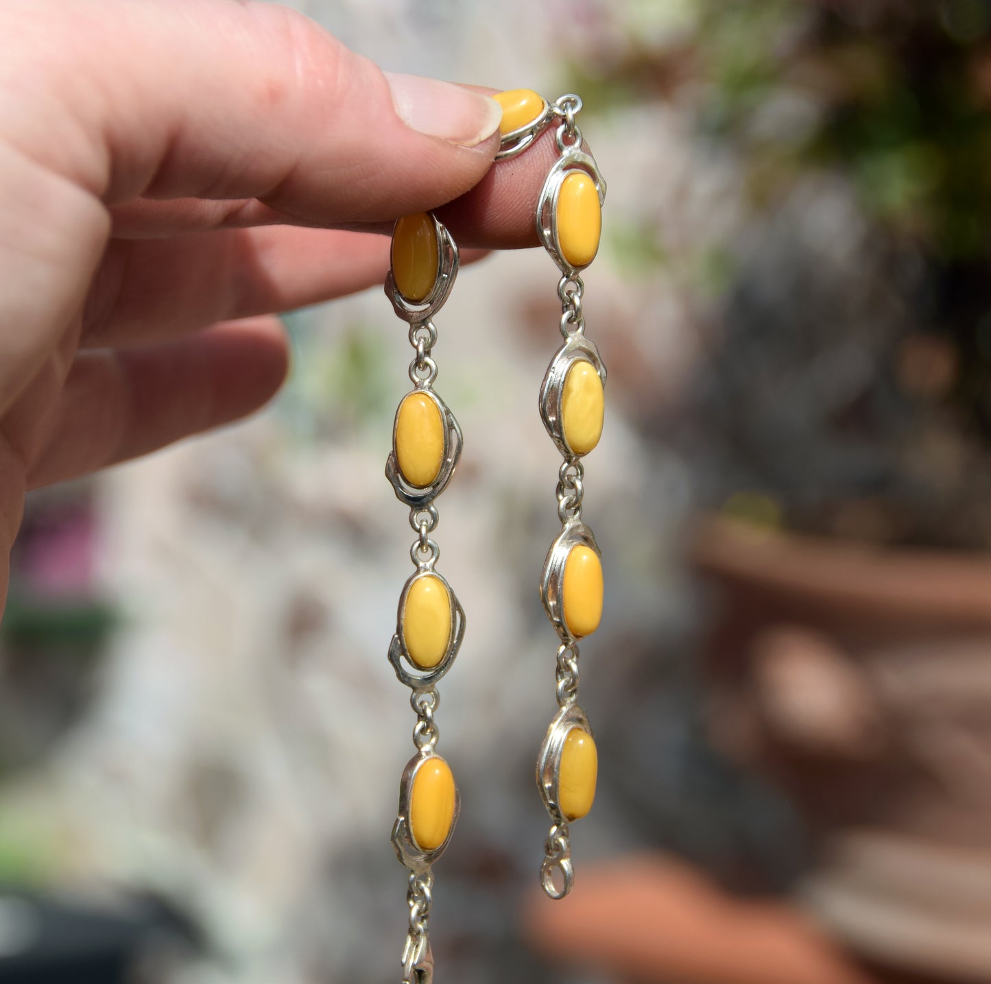 Elegante bracciale creato con Ambra naturale imperiale e Argento 925, MJ Baltica, BB057