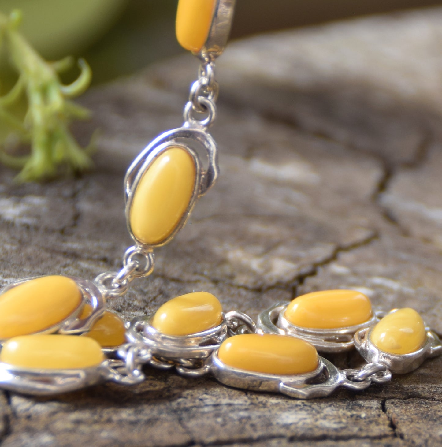 Elegante bracciale creato con Ambra naturale imperiale e Argento 925, MJ Baltica, BB057