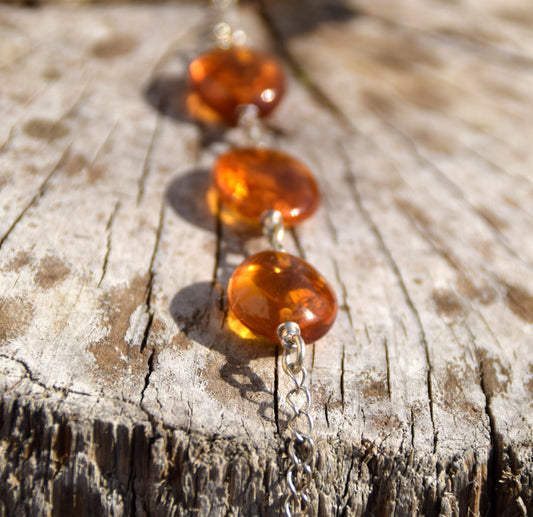 MJ Baltica, bracciale, Ambra naturale Baltica, Argento 925, luminoso, elegante, artigianale, cognac, BB063