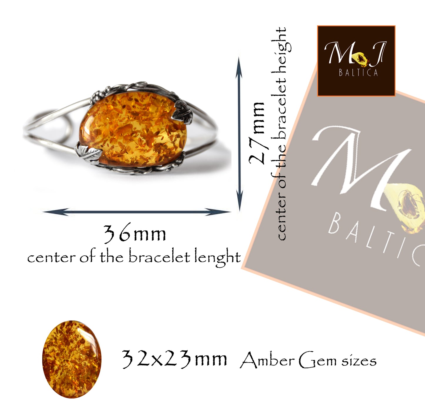 MJ Baltica, bracciale, Ambra naturale Baltica, Argento 925, elegante, bellissimo, unico, vintage, BB071