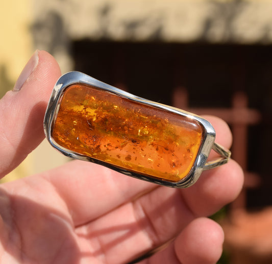 MJ Baltica, bracciale, Ambra naturale Baltica, Argento 925, regolabile, elegante, bellissimo, unico, BB074