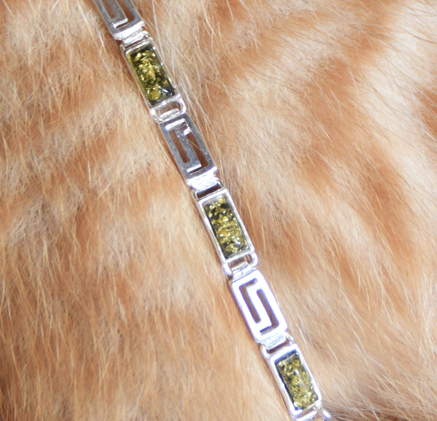 MJ Baltica, Unisex-Armband, natürlicher baltischer Bernstein, 925er Silber, linear, elegant BB010