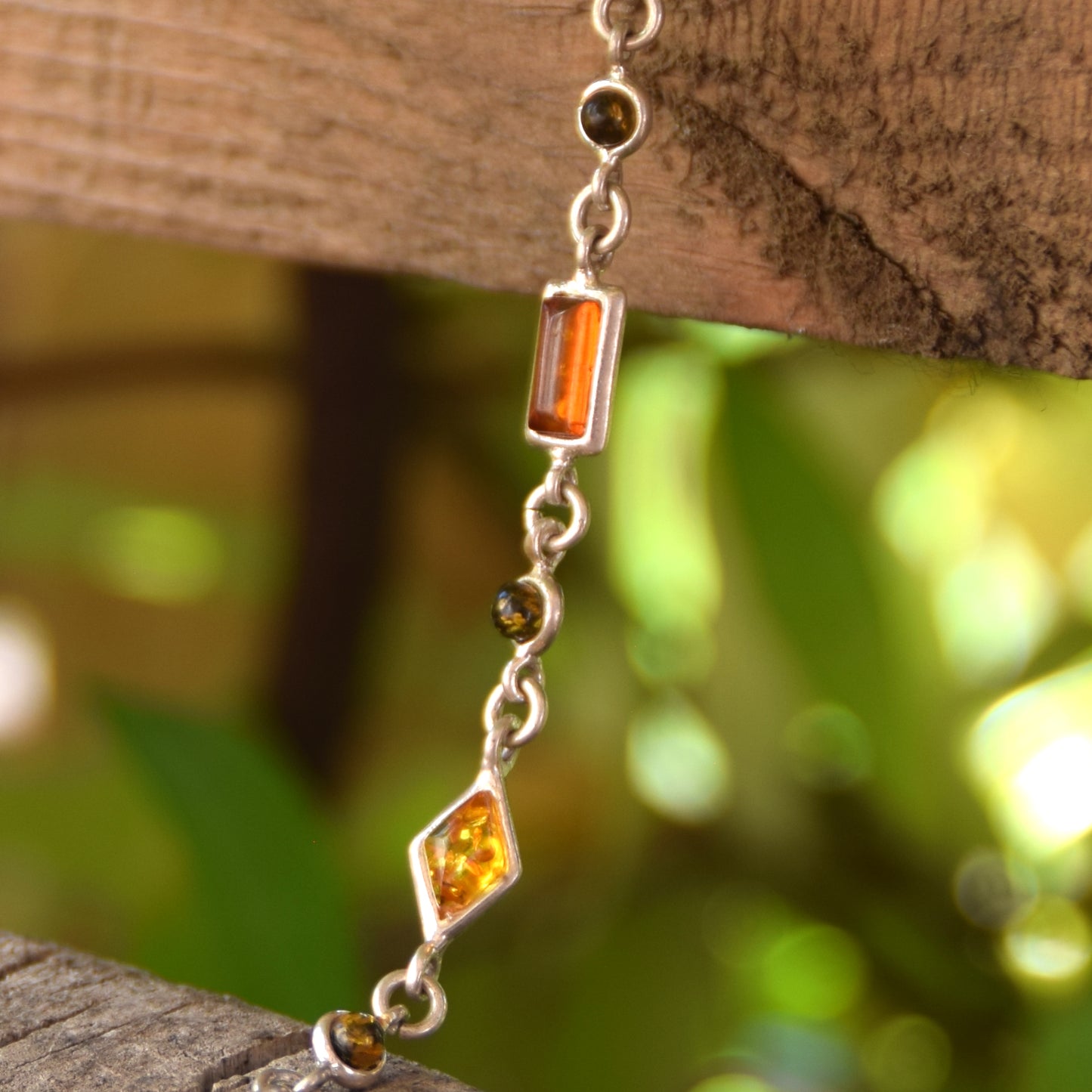 Delicate bracelet crafted from natural amber in various shades and 925 sterling silver, MJ Baltica, BB081