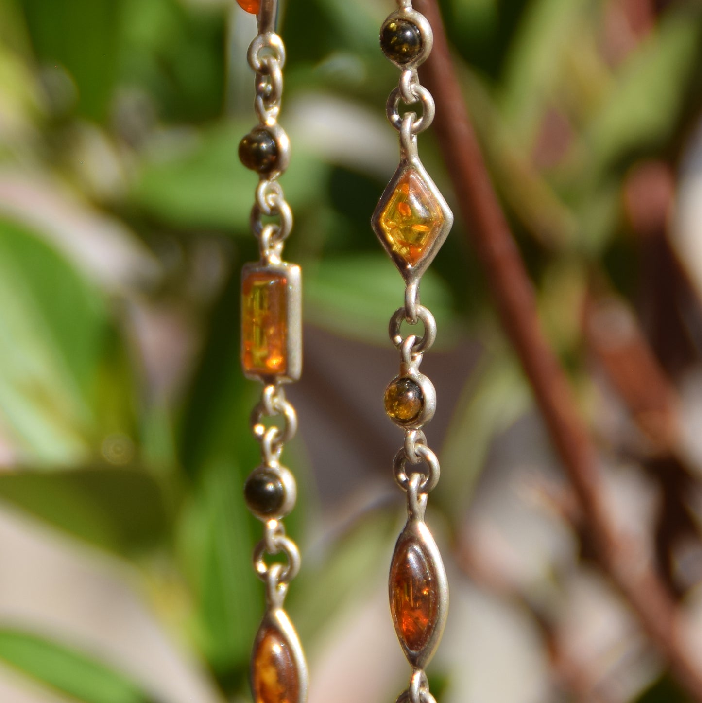 Delicate bracelet crafted from natural amber in various shades and 925 sterling silver, MJ Baltica, BB081