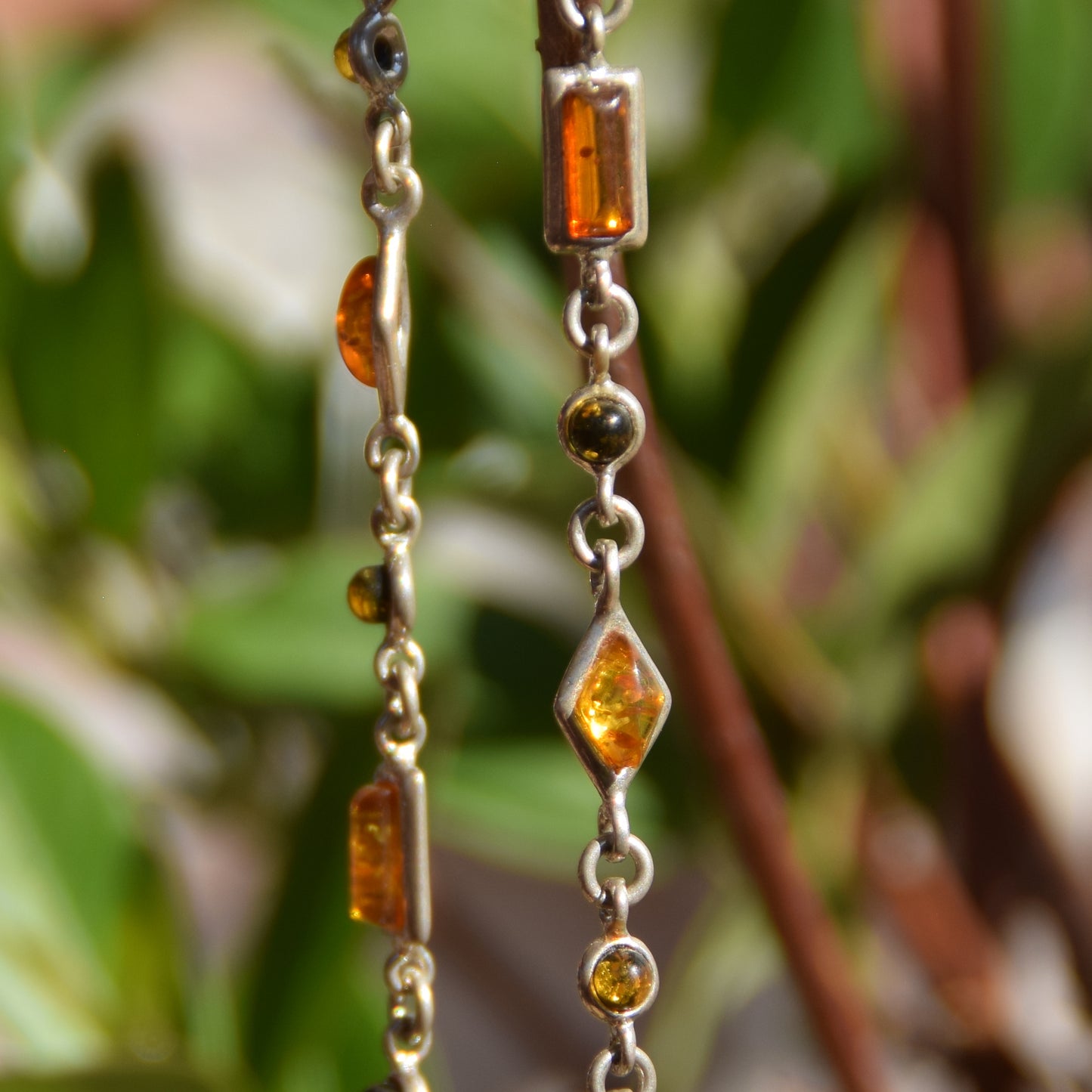 Delicate bracelet crafted from natural amber in various shades and 925 sterling silver, MJ Baltica, BB081
