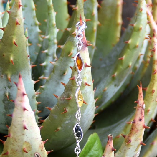 Bright bracelet created with natural Amber of various shades and 925 Silver, MJ Baltica, BB090