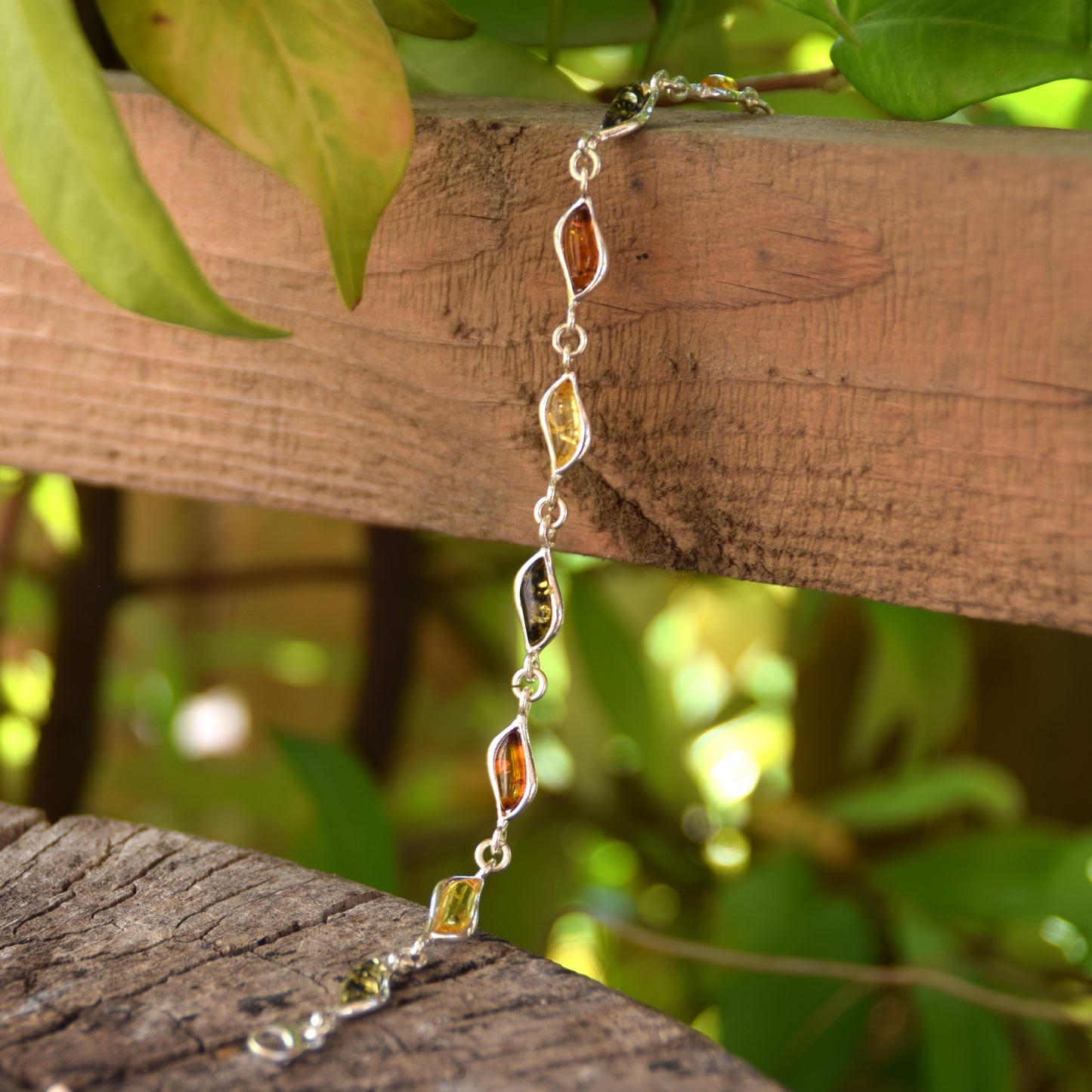 Bright bracelet created with natural Amber of various shades and 925 Silver, MJ Baltica, BB090
