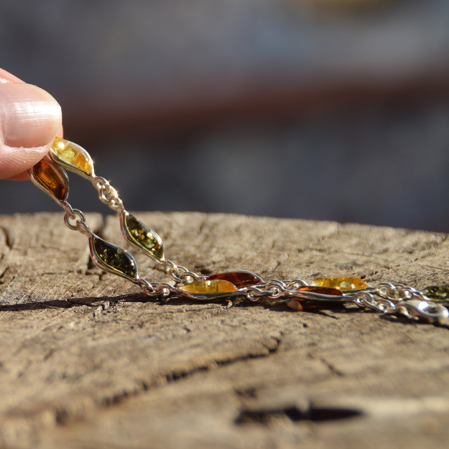 Bright bracelet created with natural Amber of various shades and 925 Silver, MJ Baltica, BB090