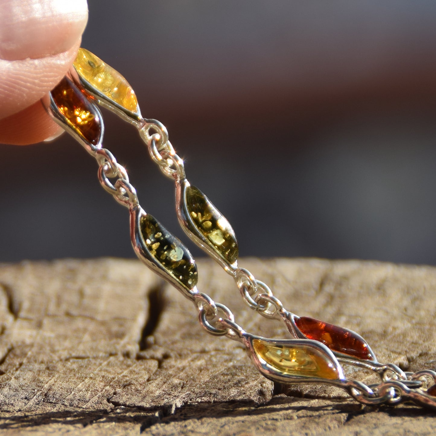 Bright bracelet created with natural Amber of various shades and 925 Silver, MJ Baltica, BB090
