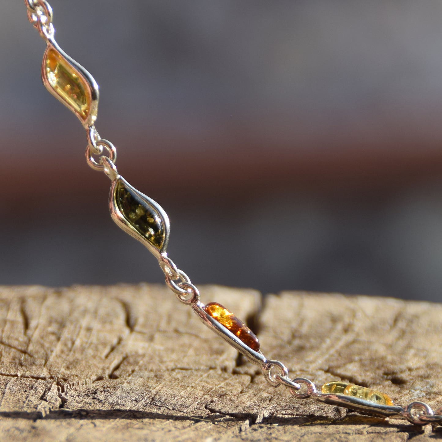 Bright bracelet created with natural Amber of various shades and 925 Silver, MJ Baltica, BB090