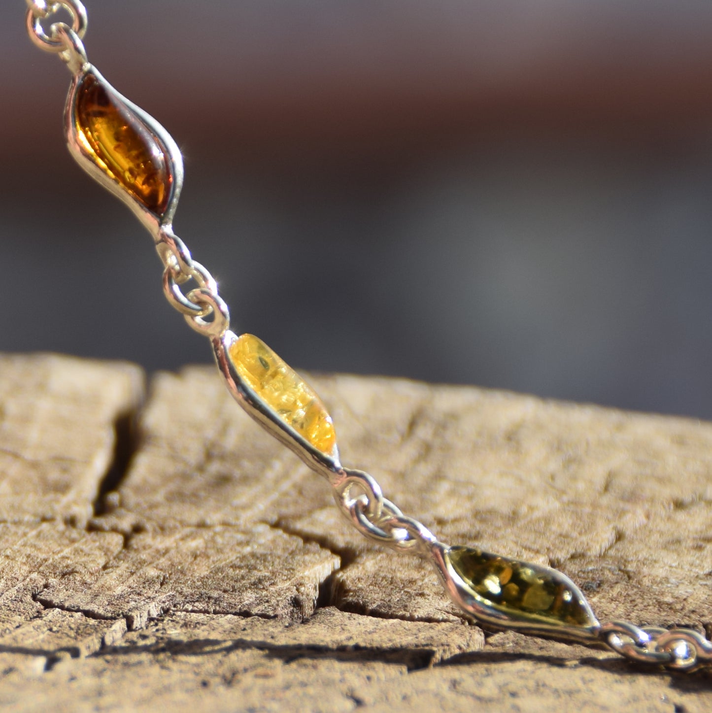 Bright bracelet created with natural Amber of various shades and 925 Silver, MJ Baltica, BB090