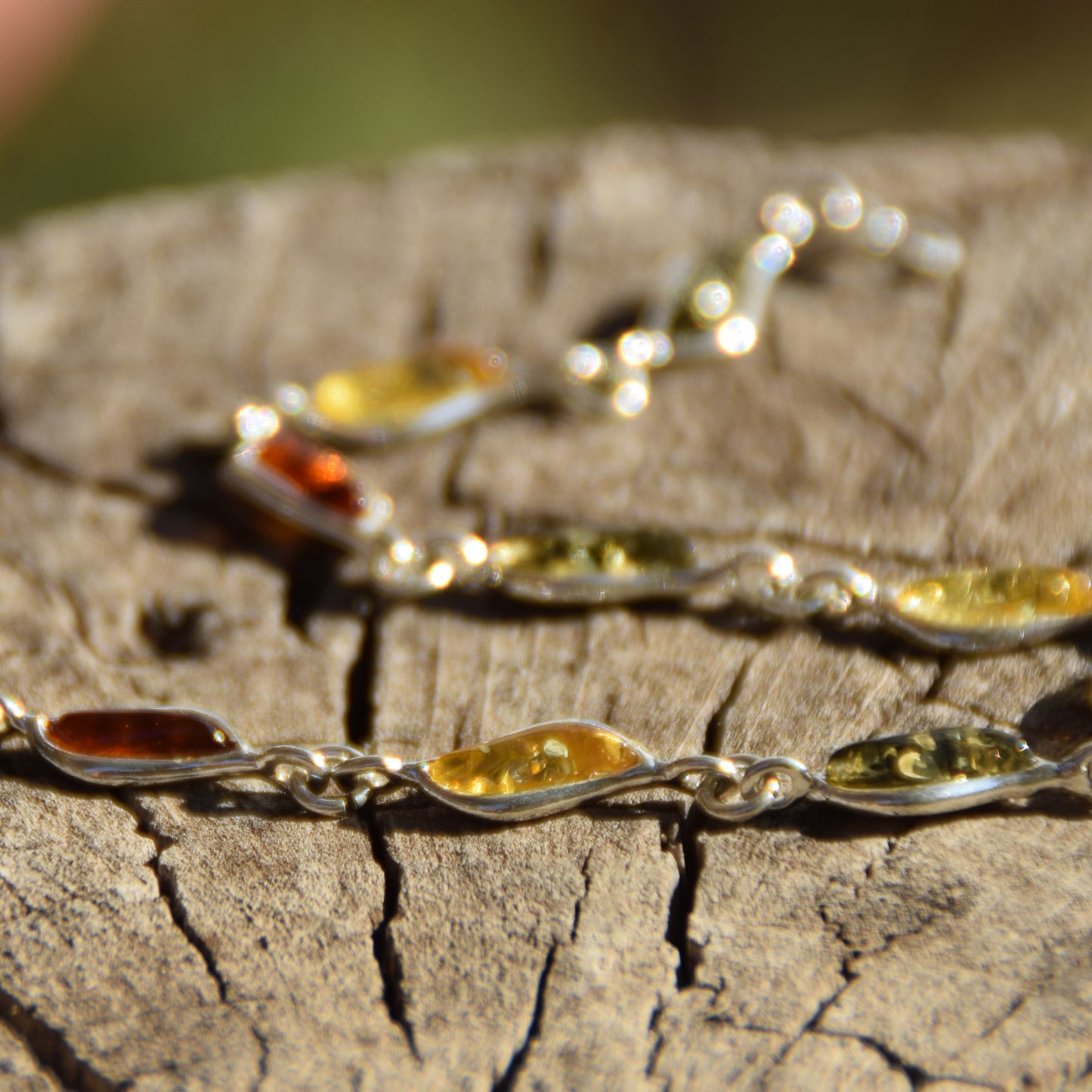 Bright bracelet created with natural Amber of various shades and 925 Silver, MJ Baltica, BB090