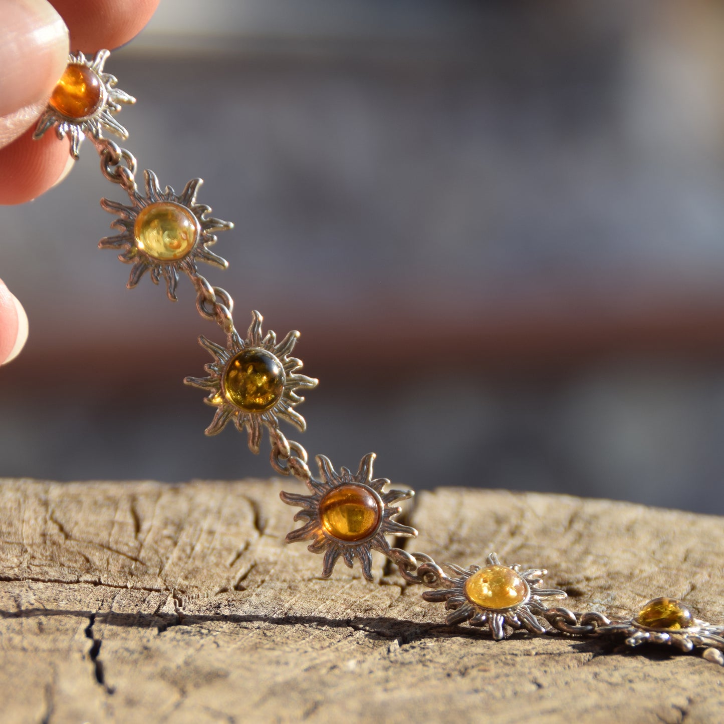 Bright bracelet with sun Natural amber of various shades 925 silver, MJ Baltica, BB092