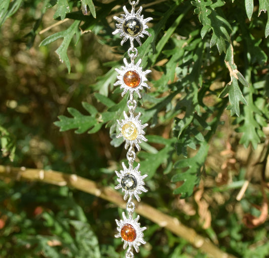 Bright bracelet with sun Natural amber of various shades 925 silver, MJ Baltica, BB092