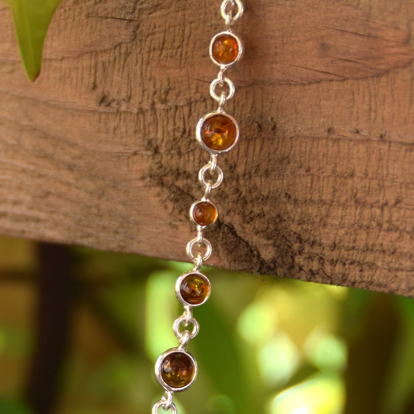 Delicate adjustable bracelet made with natural cognac-colored Amber and 925 Sterling Silver, MJ Baltica, BB094