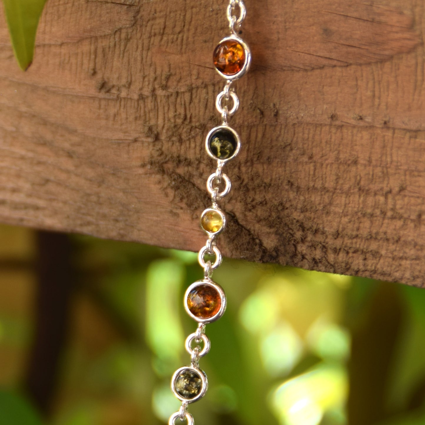 Delicate adjustable bracelet made of natural Amber in various shades and 925 Silver, MJ Baltica, BB095
