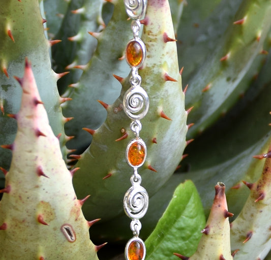 MJ Baltica, bracciale, Ambra naturale Baltica, Argento 925, spirale, cognac, BB096