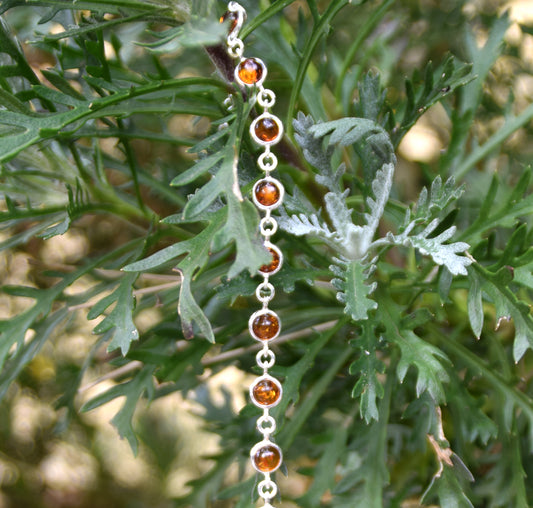 MJ Baltica, bracciale, Ambra naturale Baltica, Argento 925, luminoso, elegante, artigianale, cognac, BB097