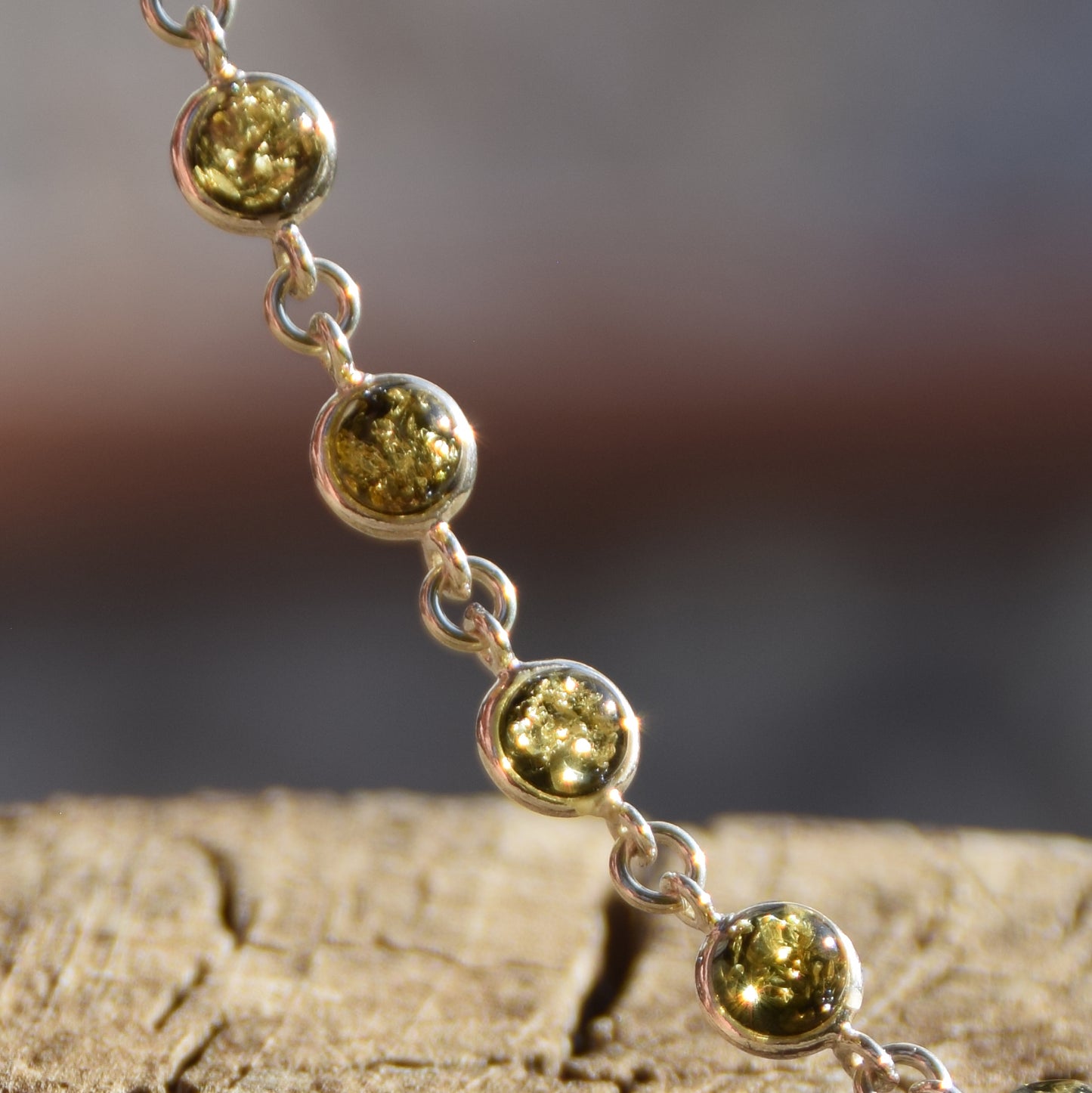 Delicate simple-style bracelet made of natural green Amber and 925 Silver, MJ Baltica, BB098